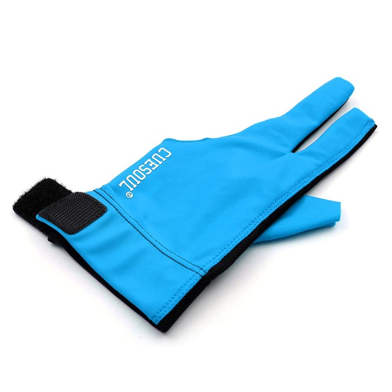 CUESOUL Professional Billiard Gloves Blue-Wear on Left Hand Size M - Image 3